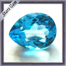 Hermoso azul suizo corte natural forma de pera piedra Topacio